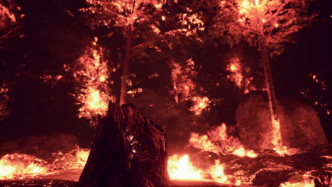 incendio forestal por la noche