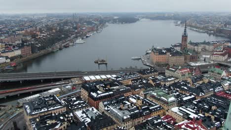 Drone-view-in-Stockholm,-Sweden