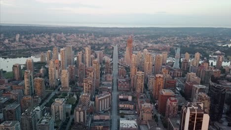 morning downtown vancouver drone footage, granville bridge