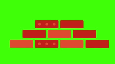 icon of a brick wall on a green screen in 4k