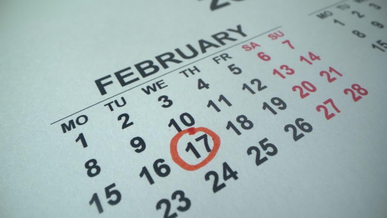 Presidents Day in the USA. February 17 2022. Calendar. American holidays. Macro shot with panorama