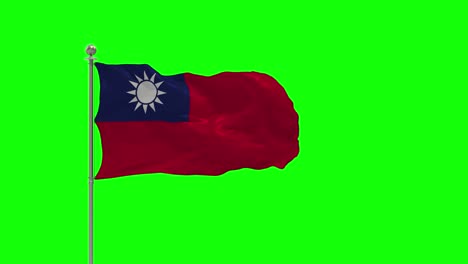 taiwan 3d illustration of the waving flag on a pole with  chroma key