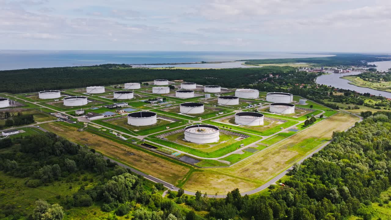 Large scale oil depot in Gdansk Poland symbolizing industrial power, energy hub