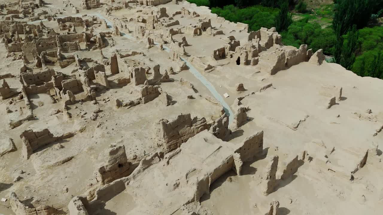 Aerial view of Xinjiang Jiaohe Ruins Ancient City in China