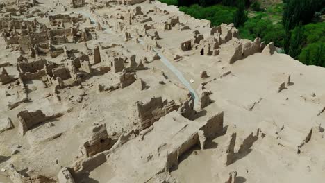 aerial view of xinjiang jiaohe ruins ancient city in china