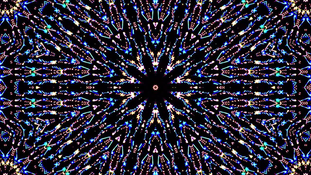 hermoso caleidoscopio abstracto que brilla, una luz radiante que regula los movimientos sutiles