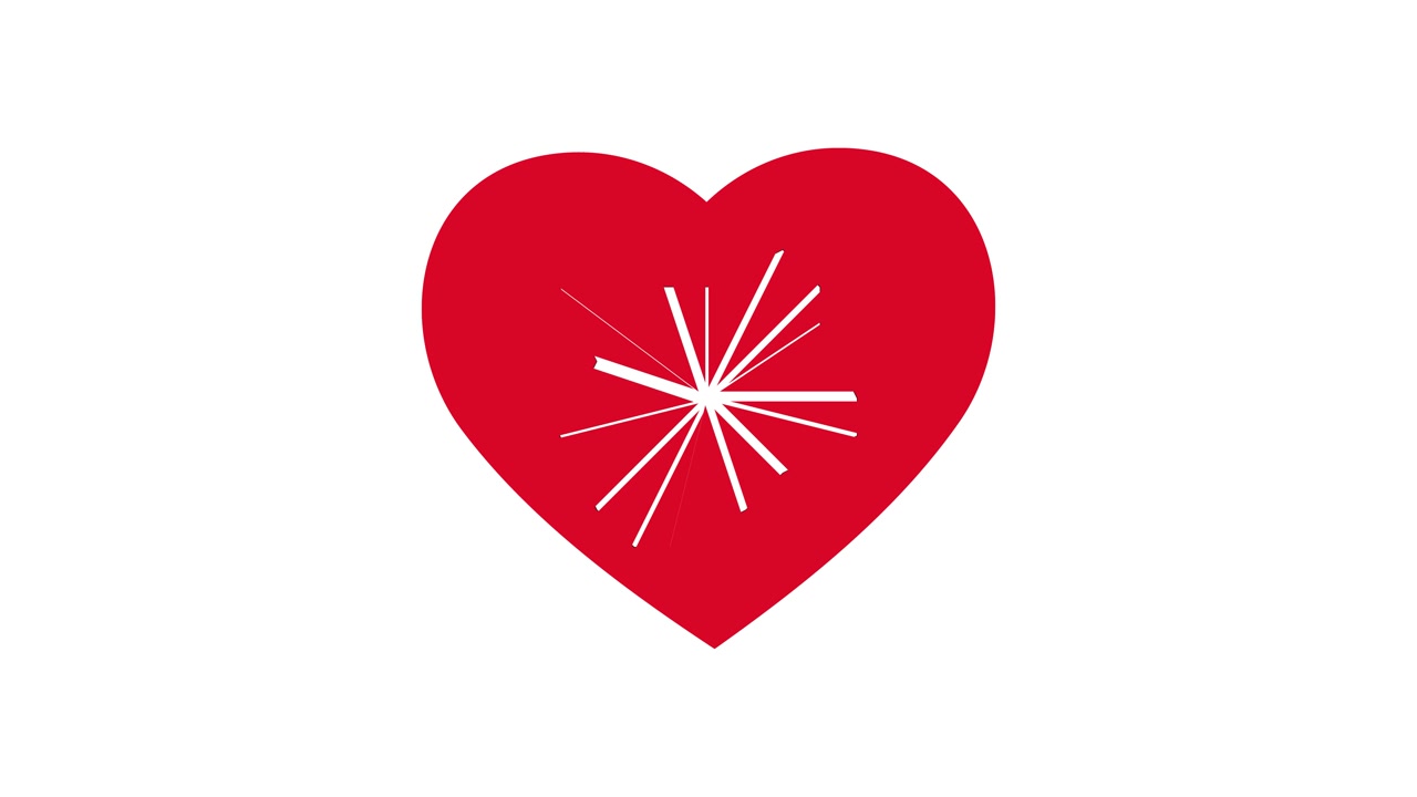 A vibrant animation of a heart transforming with color changes and fragment effects against contrasting backgrounds