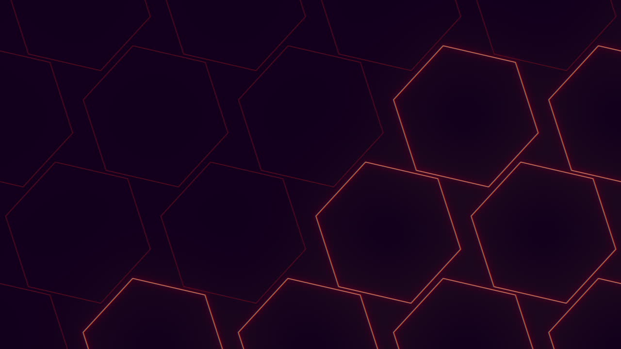 Fundo escuro com padrão hexagonal futurista e linhas vermelhas