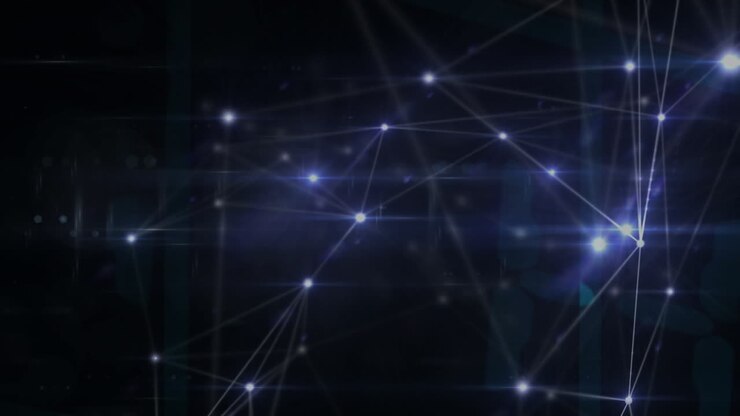 Animation of network of connections with glowing spots