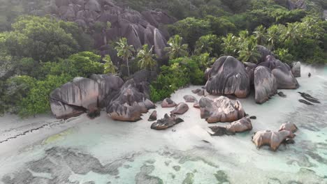 aerial view of anse source d’argent, la digue, seychelles