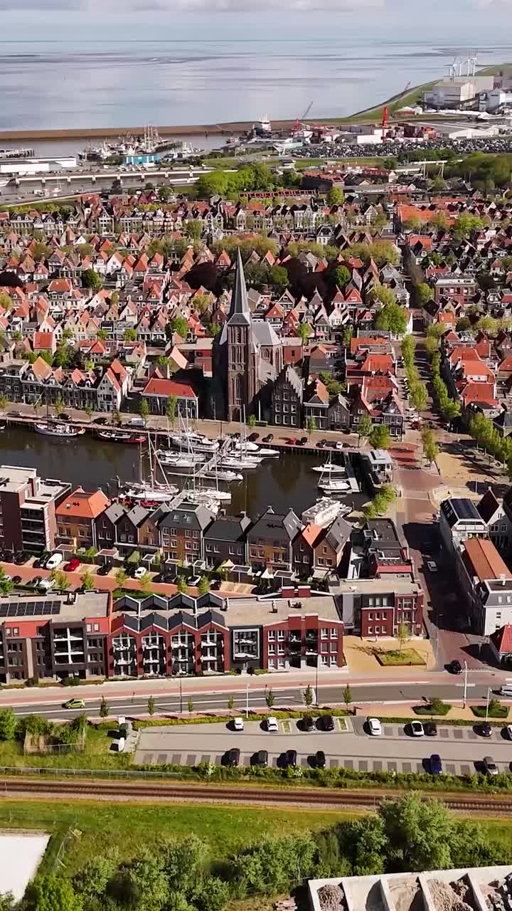 네덜란드 의 한 마을 의 공중 에서 볼 수 있는 모습
