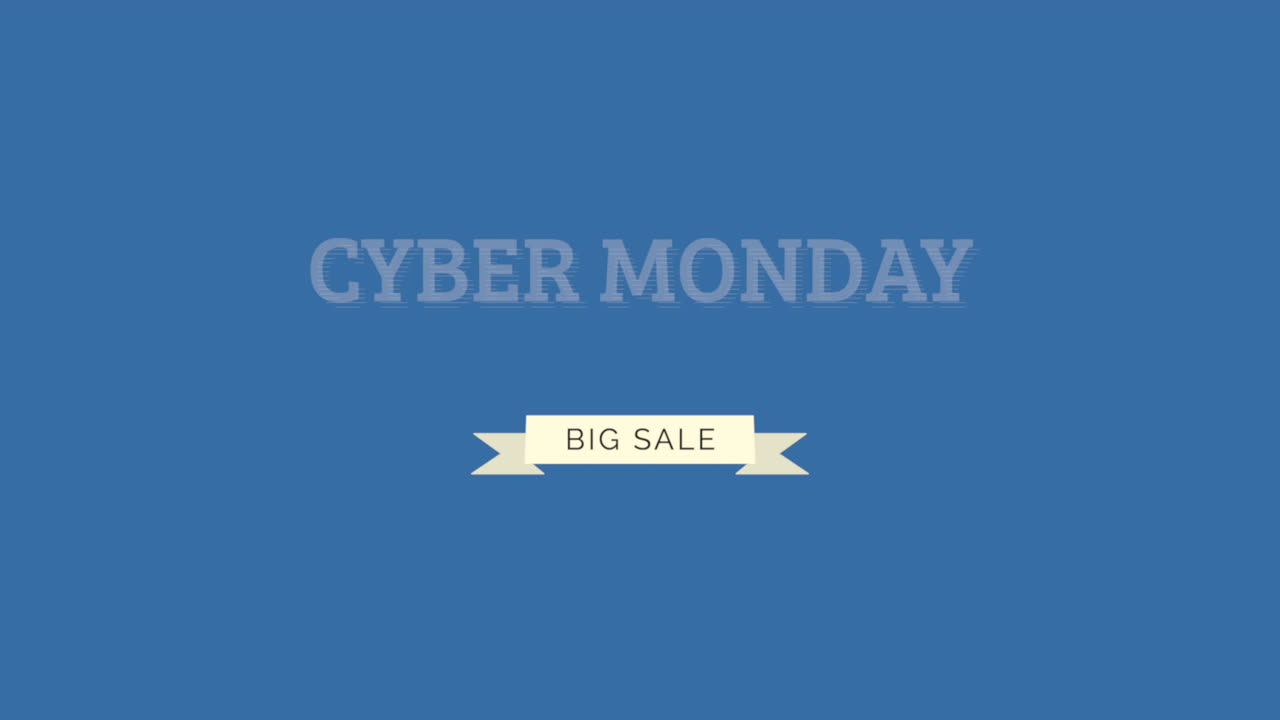 texto moderno de lunes cibernético con cinta en gradiente azul