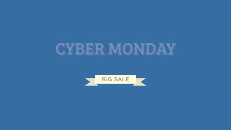 modern cyber monday text with ribbon on blue gradient