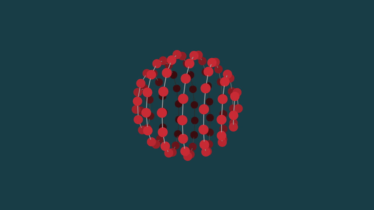 esfera roja con puntos y líneas en degradado verde