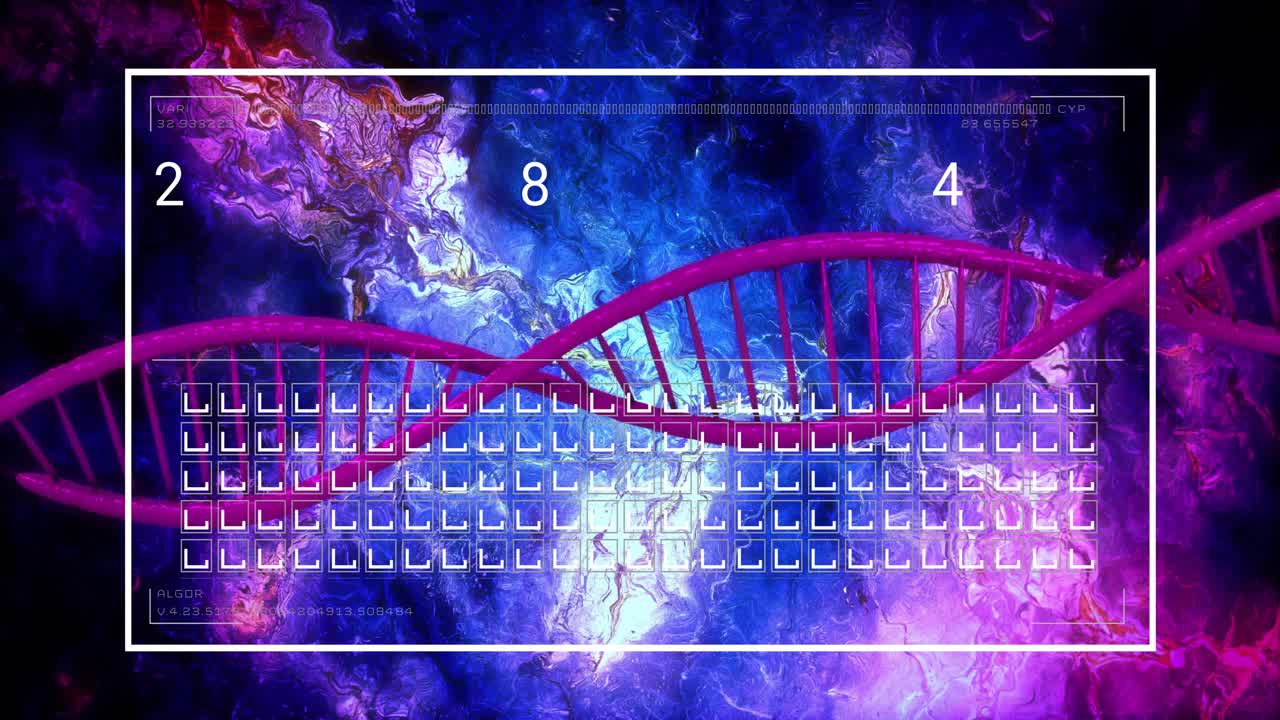 Animation of data processing over dna strand