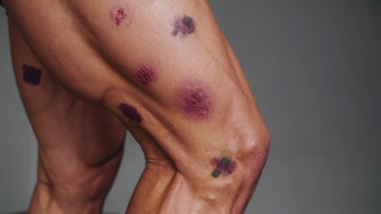 Muscle bruises on a leg