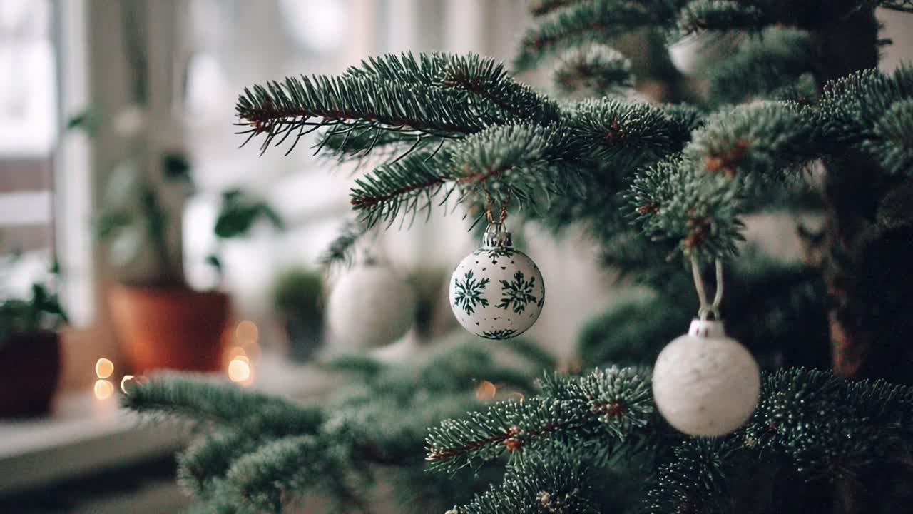 A Festive Christmas Tree Adorned with Elegant Ornaments and a Warm, Cozy Atmosphere Perfect for Holiday Celebrations and Family Gatherings