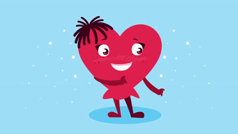 happy valentines day card with female heart character