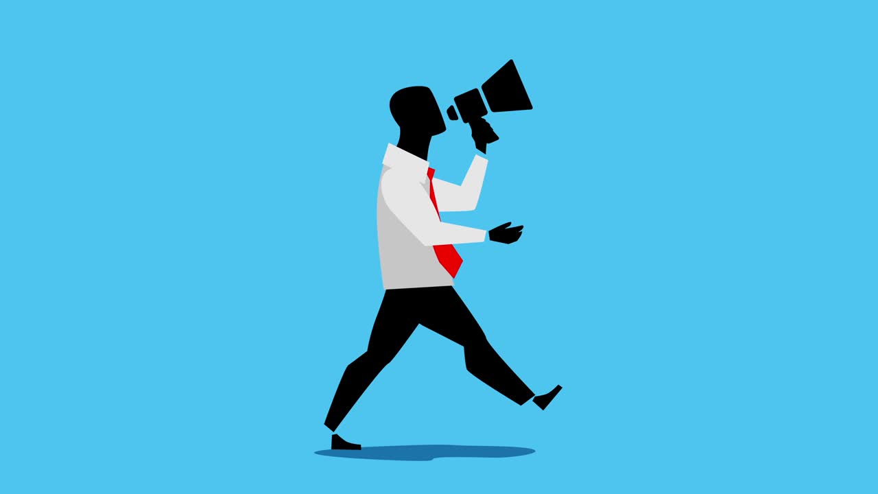 메가폰을 들고 가는 사업가