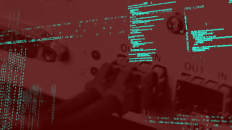 Animation of data processing against close up of a computer server