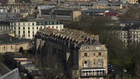 historic town houses rooftops city of bath centre buildings uk aerial overhead view