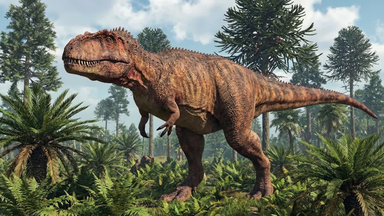 Tyrannosaurus Rex in un paesaggio preistorico