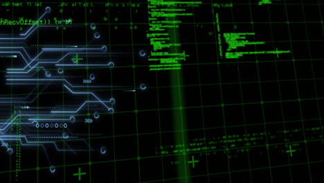 animation of data processing over computer circuit board