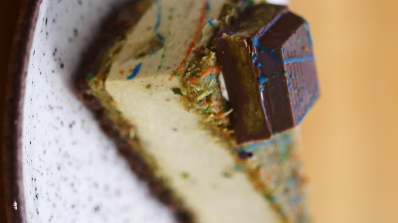 Close-up of a decorated slice of cake