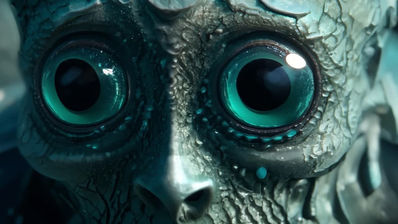 primer plano de una cara alienígena cristalina