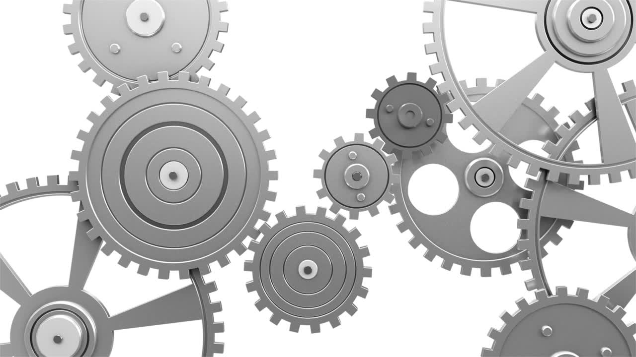 video de fondo industrial con engranajes. animación en 3d.