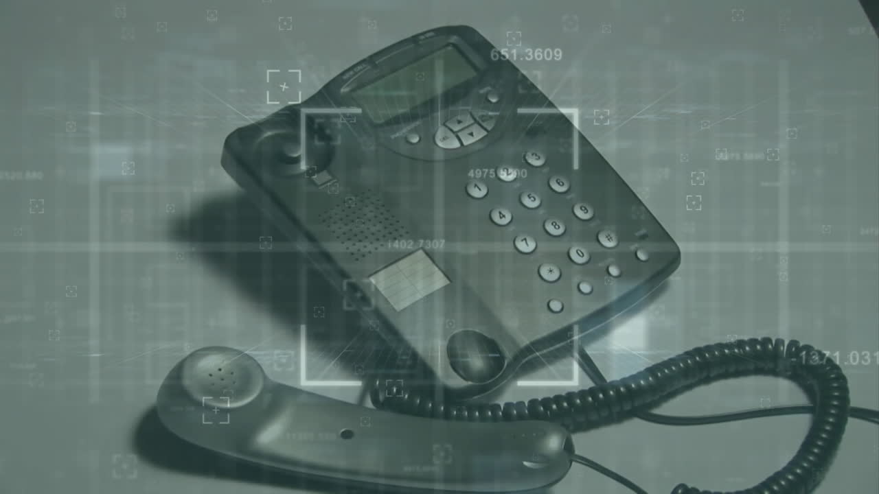 전화로 데이터 처리 및 범위 스캐닝의 애니메이션