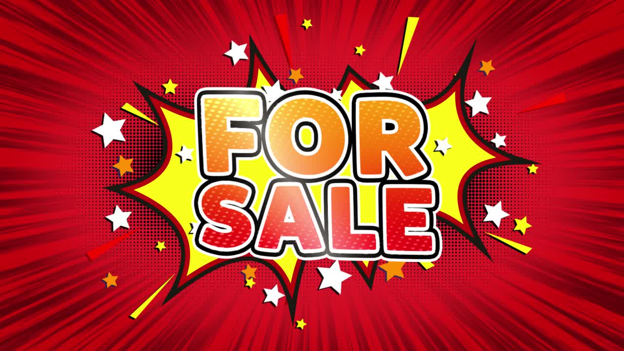 For Sale Comic Book Style Graphic