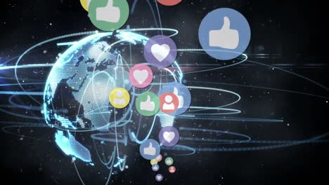 social media icons and globe