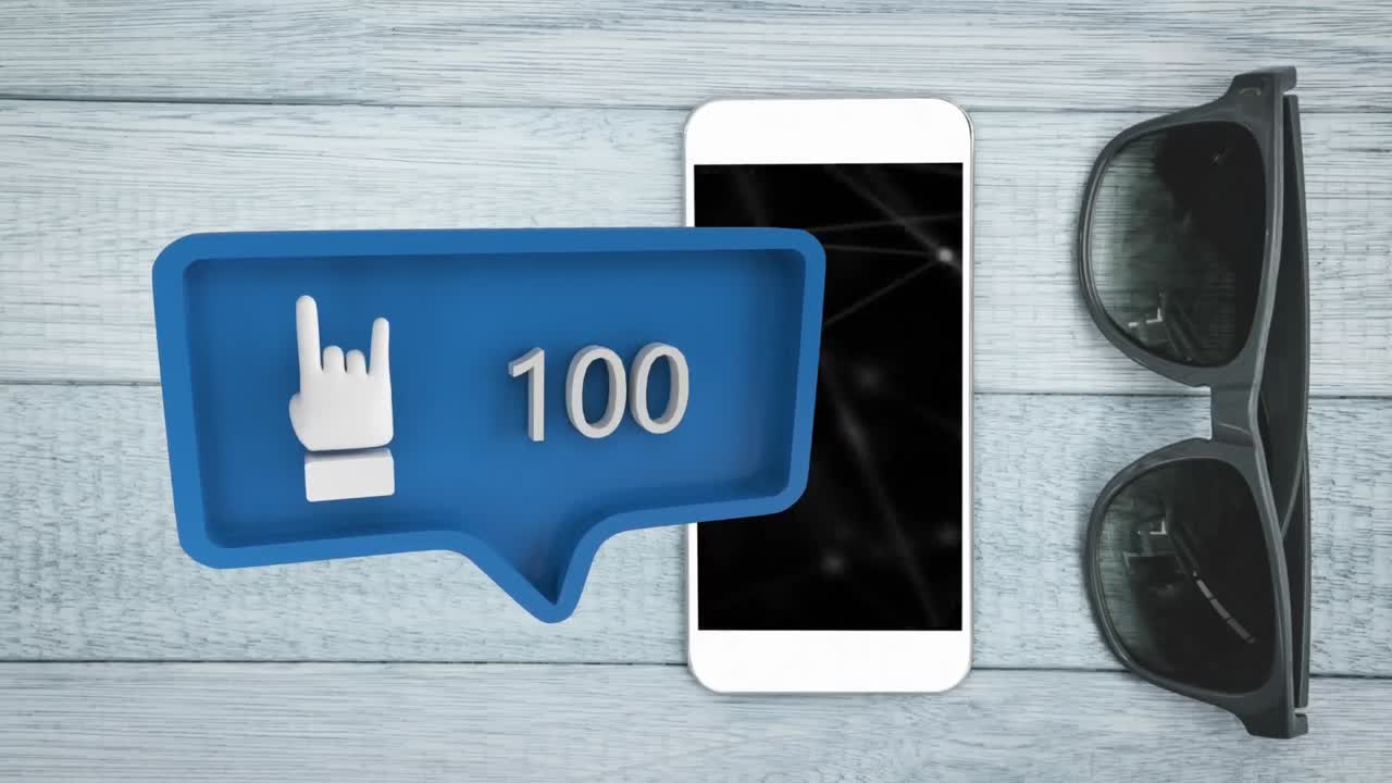 teléfono móvil y un icono para las redes sociales