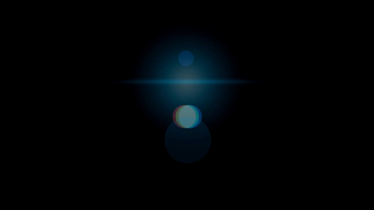 Abstract Blue Lens Flare Moving Across Black Background