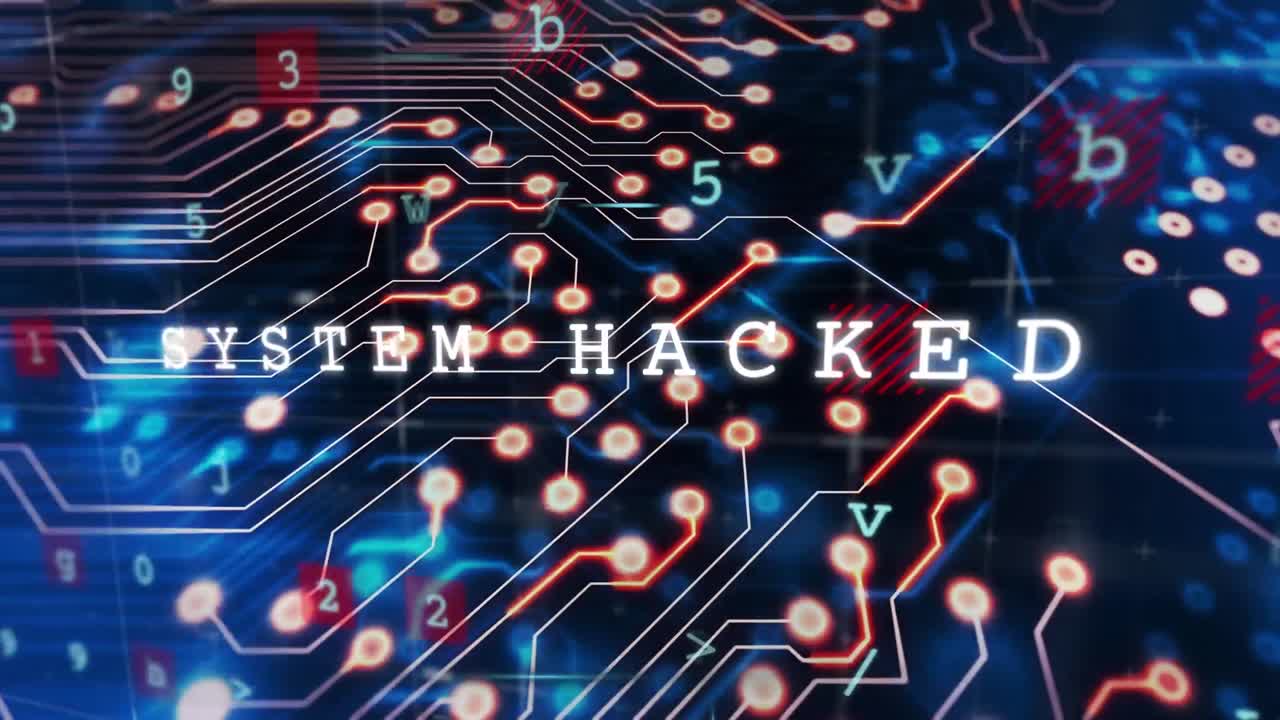 Animation of data processing over black background