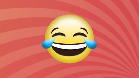 animación del icono del emoji sonriente sobre el fondo del patrón de rayas