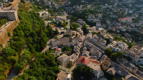 drone view of part of the city of gjirokastra