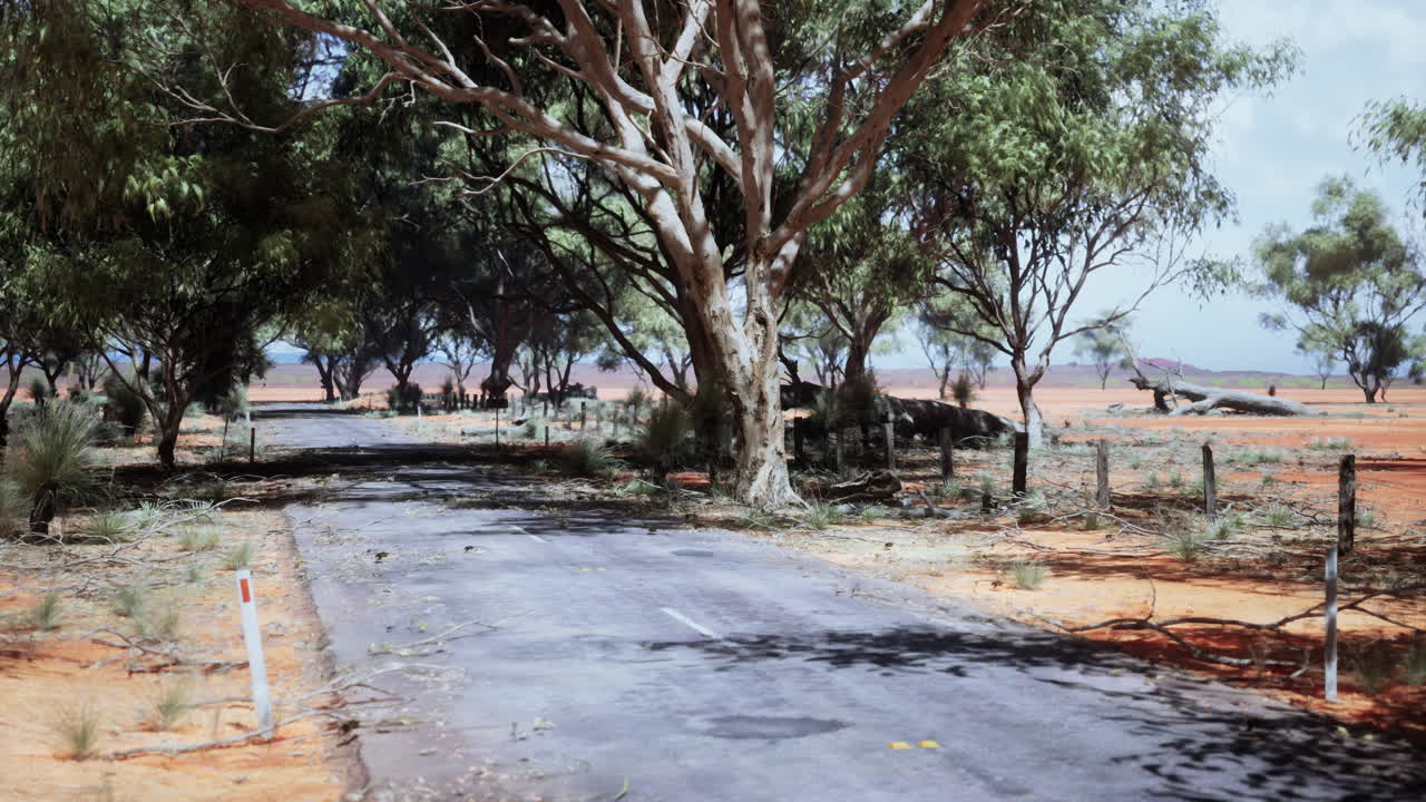 오스트레일리아 외을 가로지르는  빈 도로