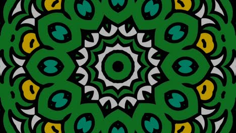 green floral kaleidoscope in black background -animation