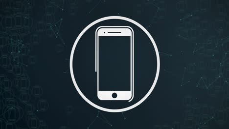 Animation-of-smartphone-digital-icon-and-connections-over-black-background