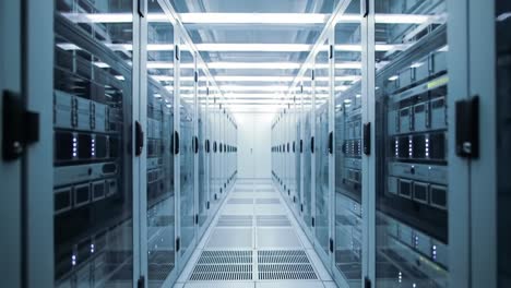 a glimpse inside a modern data center: rows of high-tech servers ready for data processing and cloud storage solutions in a controlled environment