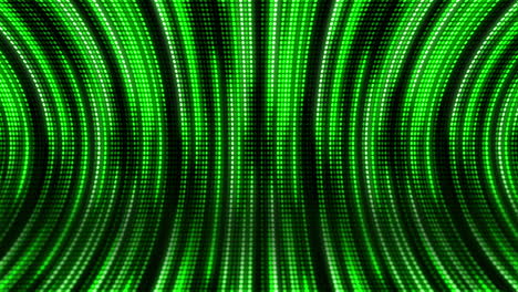 dynamic green tunnel with round dots diodes. light neon glowing lines. looped retro animation for screens. abstract background.