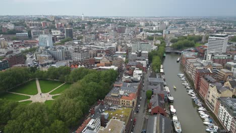 Bristol-City-Waterfront-Y-Queen-Square-Uk-Imágenes-Aéreas-4k