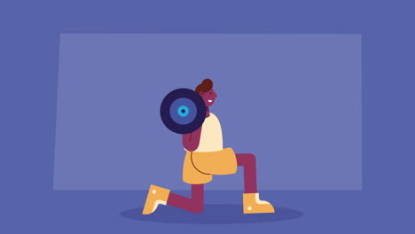 animación de atletas afro masculinos que levantan pesas