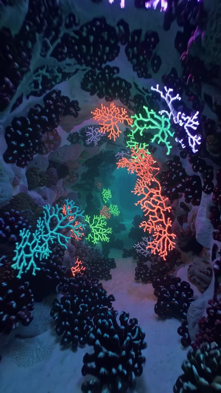 Vibrant underwater coral reef scene showcasing colorful marine life in a dynamic motion sequence