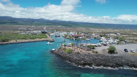 tropical boat harbor blue water