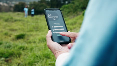 pet insurance app on phone