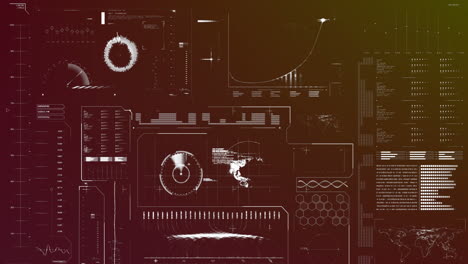 animation of interface with data processing against red gradient background