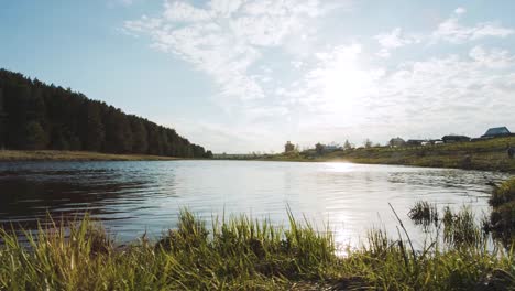 rural river landscape with church